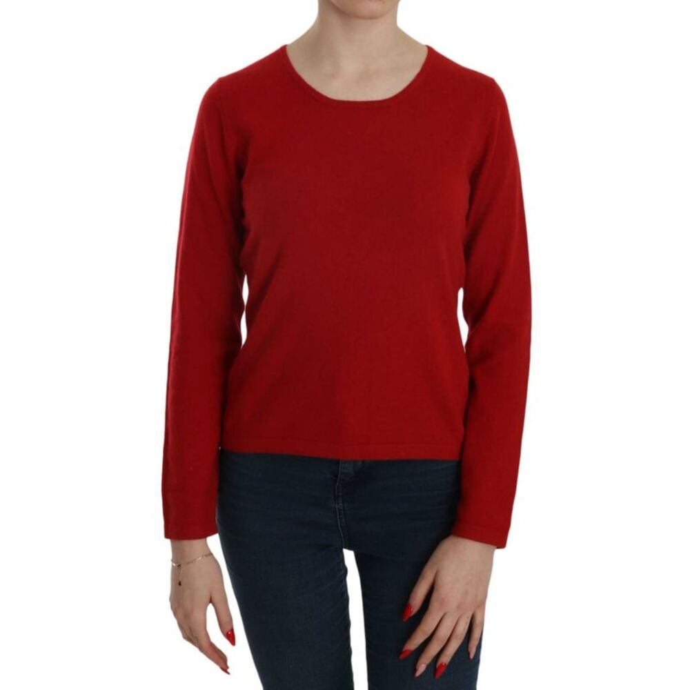 MILA SCHÖN Cashmere Red Round Neck Pullover Top Women's Sweater